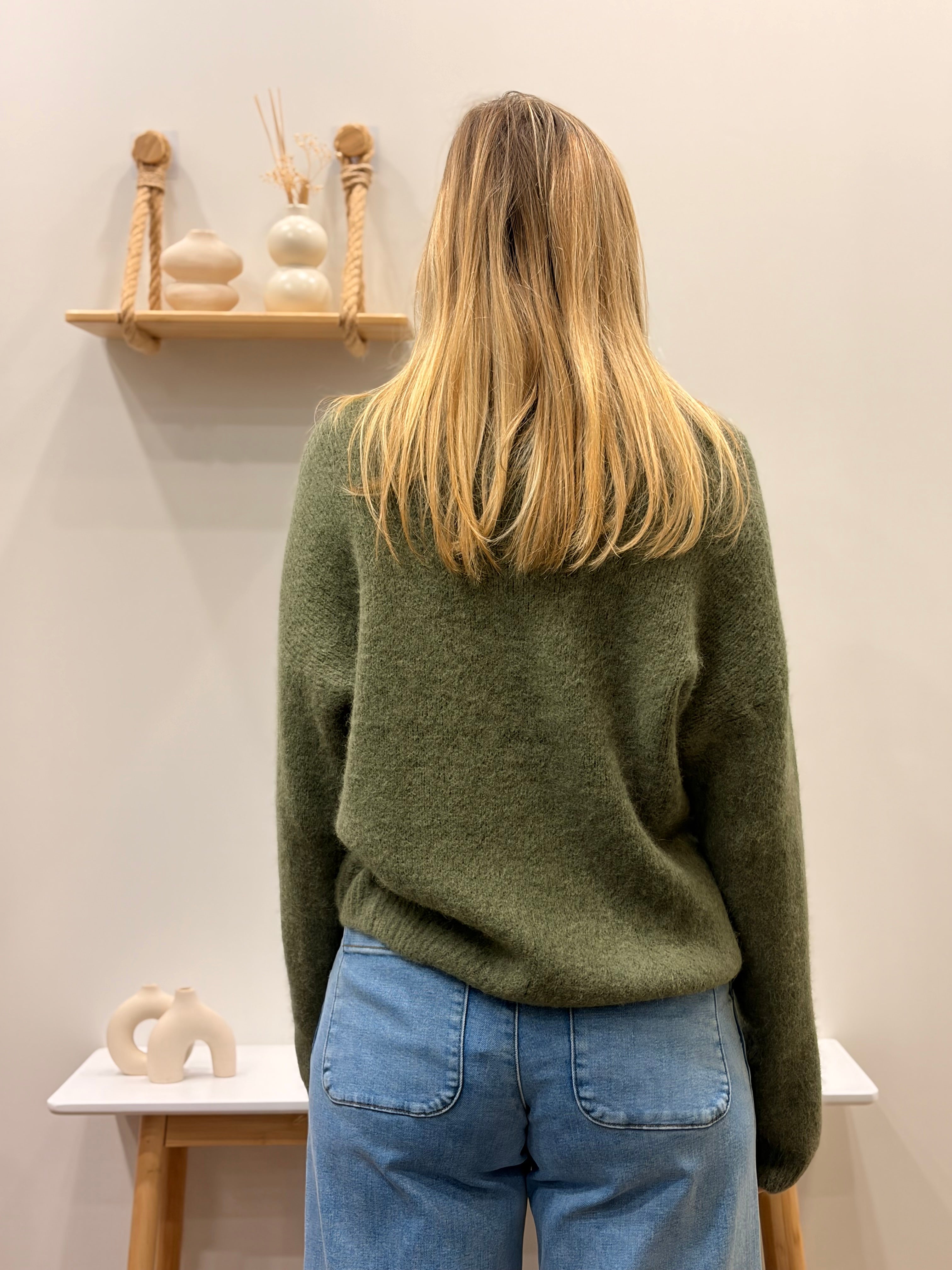 Pull col roulé VERT