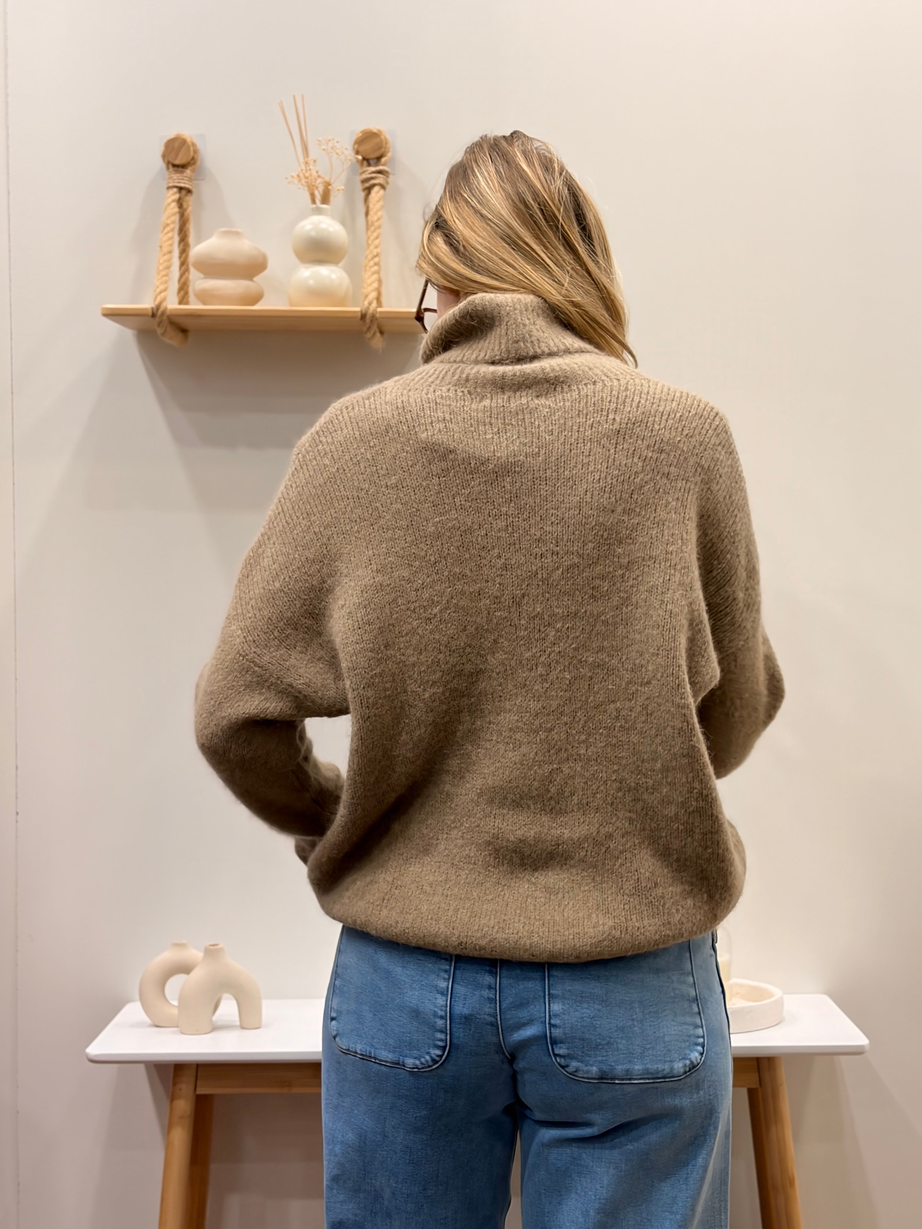 Pull col roulé TAUPE