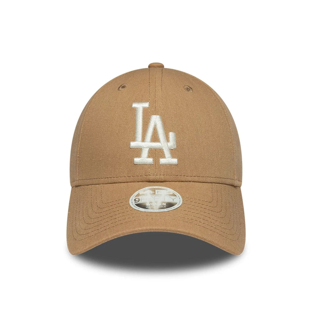 Casquette Femme 9FORTY en Lin LA Dodgers MLB Beige Foncé