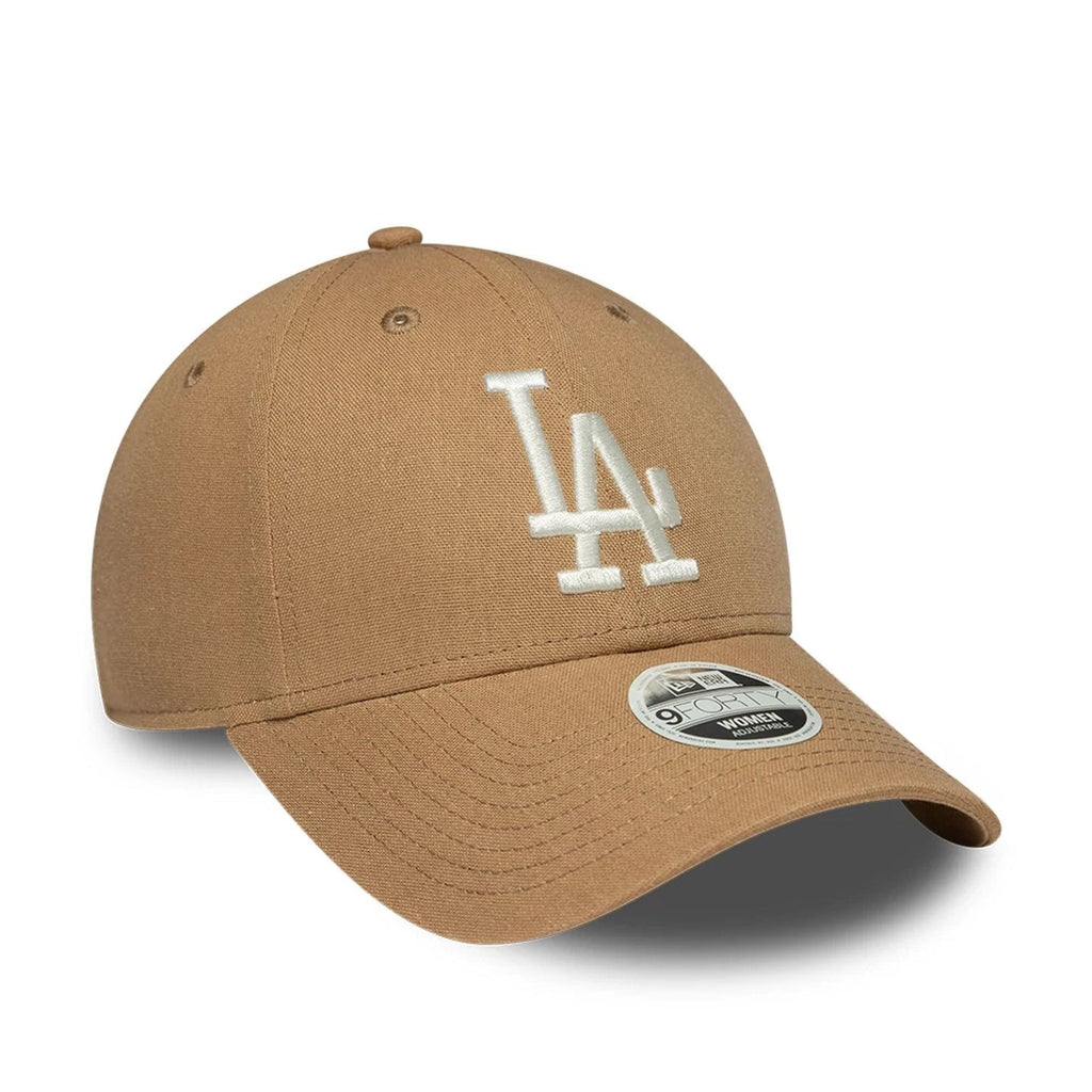 Casquette Femme 9FORTY en Lin LA Dodgers MLB Beige Foncé