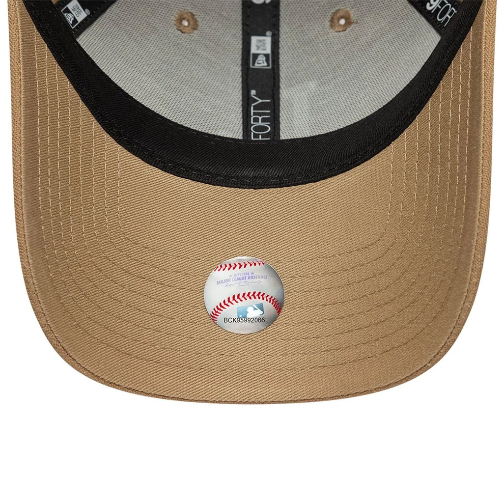 Casquette Femme 9FORTY en Lin LA Dodgers MLB Beige Foncé