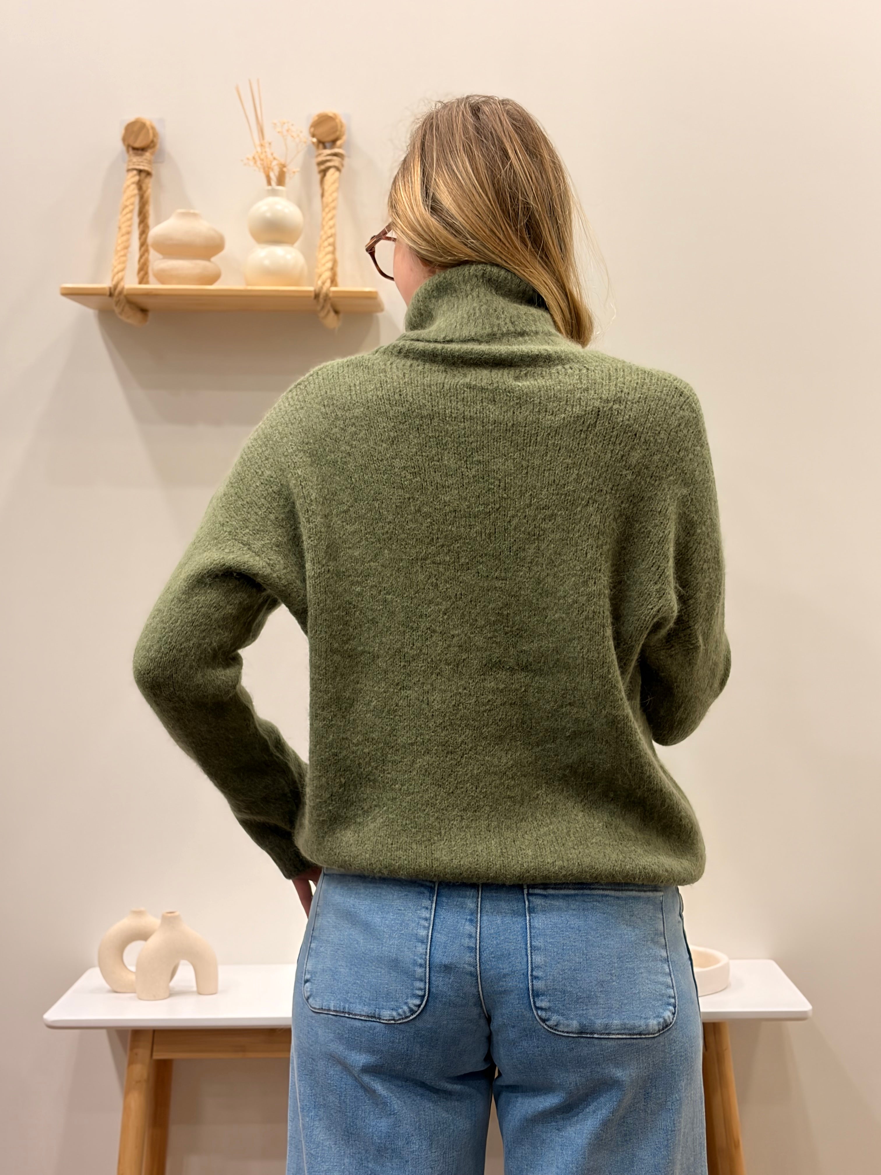 Pull col roulé VERT