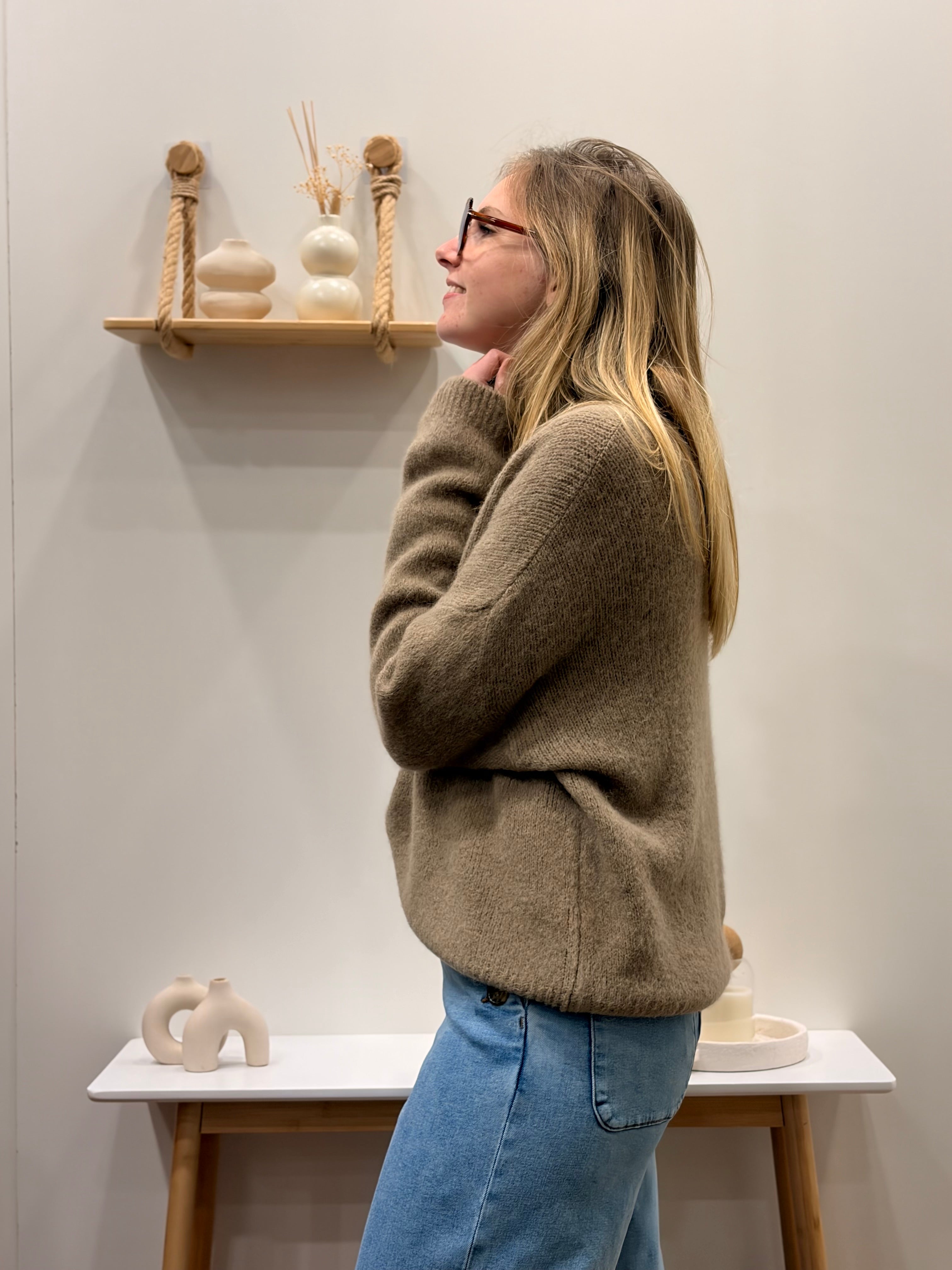 Pull col roulé TAUPE